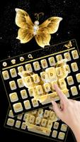 Teclado de luxo borboleta de diamante dourado imagem de tela 3