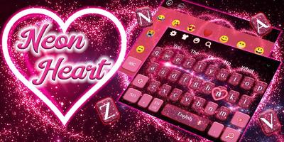 Neon Heart Keyboard Theme capture d'écran 3