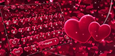 Red Love Glitter Heart Keyboard