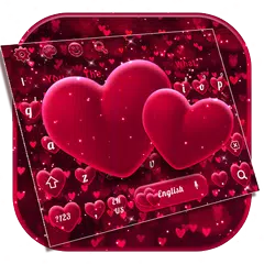 Red Love Glitter Heart Keyboard