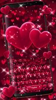 Red Love Glitter Heart Keyboard penulis hantaran