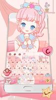 Cute Little Girl Keyboard Theme Affiche
