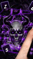 Purple Skull Horn Keyboard Theme Affiche