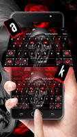 Red Rose Hell Skull Keyboard Theme Affiche