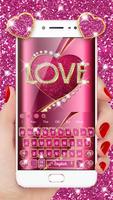 Pink Love Heart keyboard Affiche