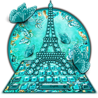 Turquoise Diamond Butterfly Keyboard Theme icône