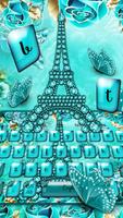 Turquoise Diamond Butterfly Keyboard Theme imagem de tela 3