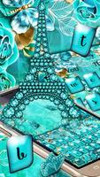 Turquoise Diamond Butterfly Keyboard Theme Cartaz