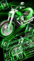 Green Neon Bike keyboard Affiche