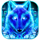 Neon Cool Blue Wolf Keyboard Theme APK