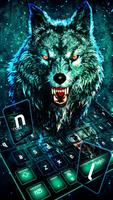 Neon Scary Wolf Keyboard Theme پوسٹر
