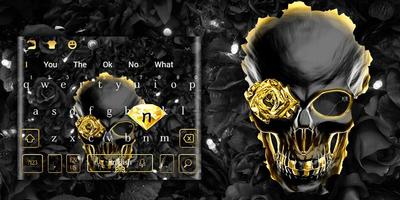 Golden Luxury Rose Skull Keyboard Theme capture d'écran 3