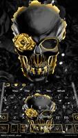 Golden Luxury Rose Skull Keyboard Theme capture d'écran 1