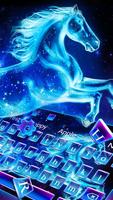 Hologram Neon Galaxy Horse Keyboard Theme poster