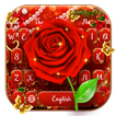 Shiny red rose gold butterfly keyboard theme