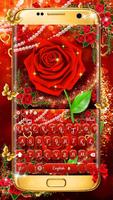 Shiny red rose gold butterfly keyboard theme Affiche