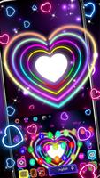 Colorful Sparkle Neon Heart ポスター