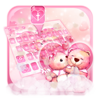 Pink Teddy Couple Love Keyboard Theme ícone