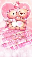 Pink Teddy Couple Love Keyboard Theme Poster