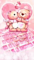 Pink Teddy Couple Love Keyboard Theme постер