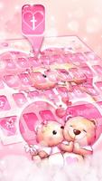 Pink Teddy Couple Love Keyboard Theme captura de pantalla 1
