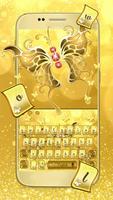 Golden Glitter Butterfly Keyboard Theme Affiche