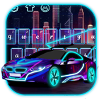 Neon Blue Sports Car Keyboard Theme icon