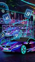 Neon Blue Sports Car Keyboard Theme screenshot 1