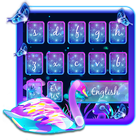 Neon Purple Galaxy Swan Keyboard Theme أيقونة