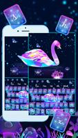 Poster Neon Purple Galaxy Swan Keyboard Theme
