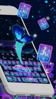 Neon Purple Galaxy Swan Keyboard Theme تصوير الشاشة 1