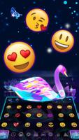 Neon Purple Galaxy Swan Keyboard Theme 截圖 2