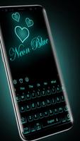 Blue Neon Love Keyboard Theme captura de pantalla 1