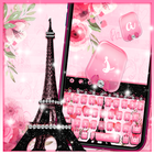 Pink Paris Eiffel Tower Keyboard icône