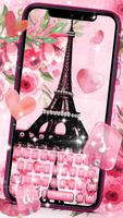 Pink Paris Eiffel Tower Keyboard ポスター
