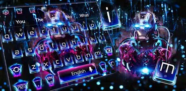 Neon Iron Hero Robot Keyboard Theme