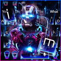 Neon Iron Hero Robot Keyboard Theme APK download