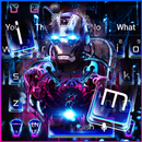 Neon Iron Hero Robot Keyboard Theme aplikacja