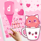 Pink Love Cup Cat Keyboard Theme biểu tượng