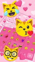 Pink Love Cup Cat Keyboard Theme ảnh chụp màn hình 2