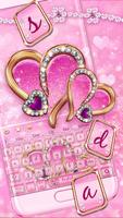 Sparkling Pink Love Heart Keyboard ポスター