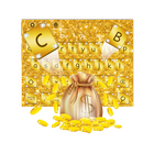 Thème clavier paillettes dorées de 24 carats🌟 icône