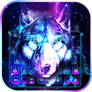 Neon Glitter Galaxy Wolf Keyboard Theme APK