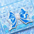 Shine Blue Glitter Diamond Bow keyboard Theme APK