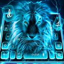 Niebieski motyw ryczącej klawiatury lwa aplikacja