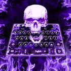 Purple Fire Skull Keyboard Theme icône