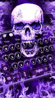 Purple Fire Skull Keyboard Theme Affiche