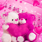 Teclado de urso de pelúcia rosa amor ícone