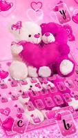 Teclado de amor rosa oso de peluche Poster