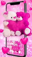 Pink Love Teddy Bear Keyboard স্ক্রিনশট 1
